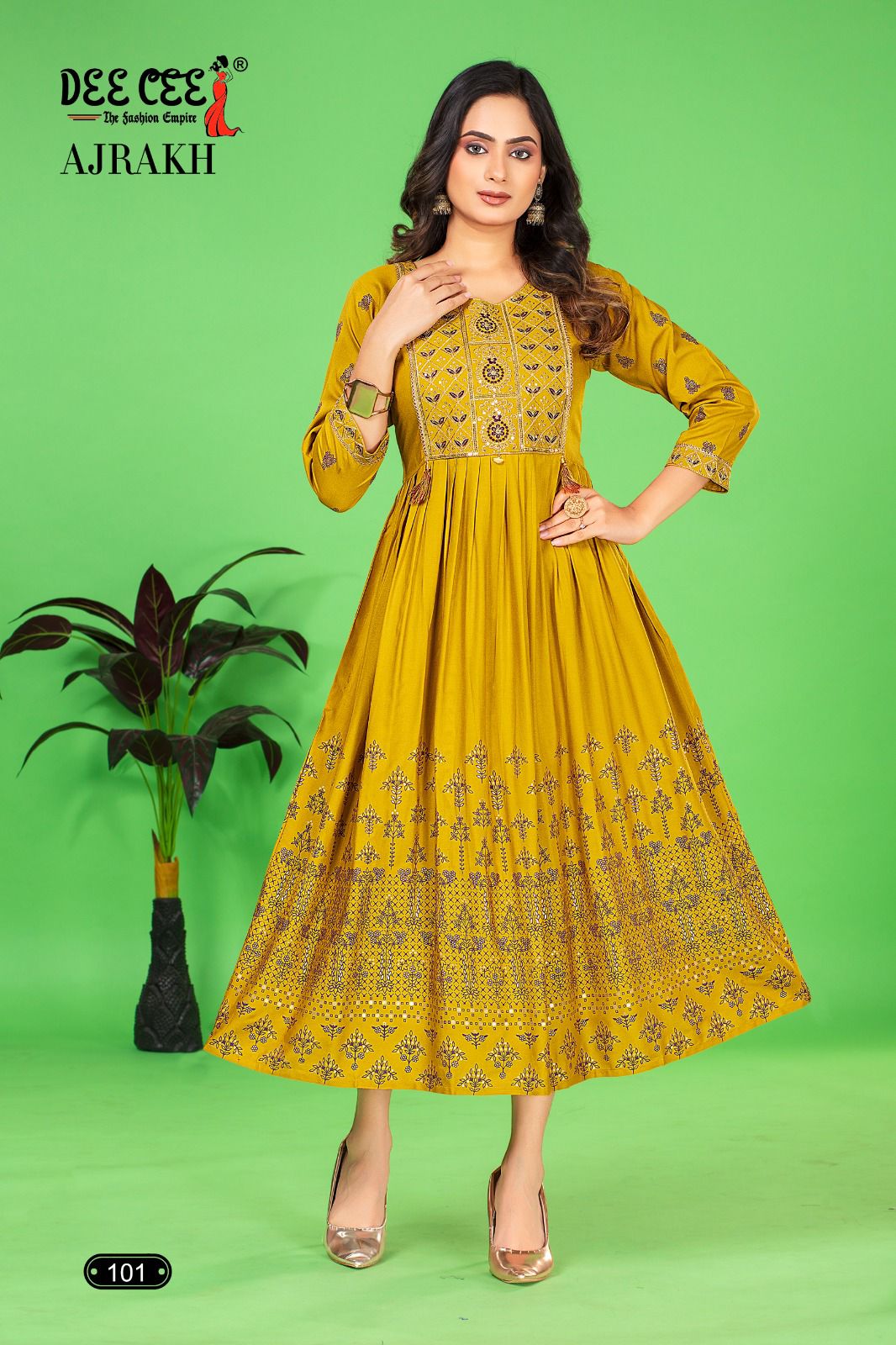 Ajrakh By Dee Cee Rayon Printed Designer Long Kurtis Wholesale Price In Surat
